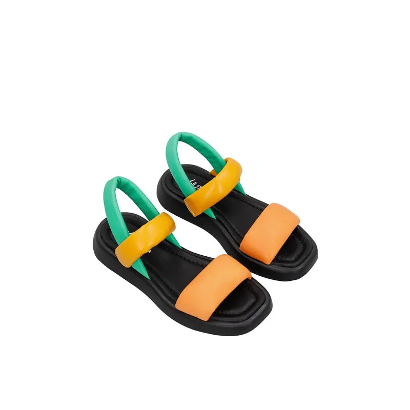 15813 WOMEN'S FLAT SANDALS- ORANGE MULTI