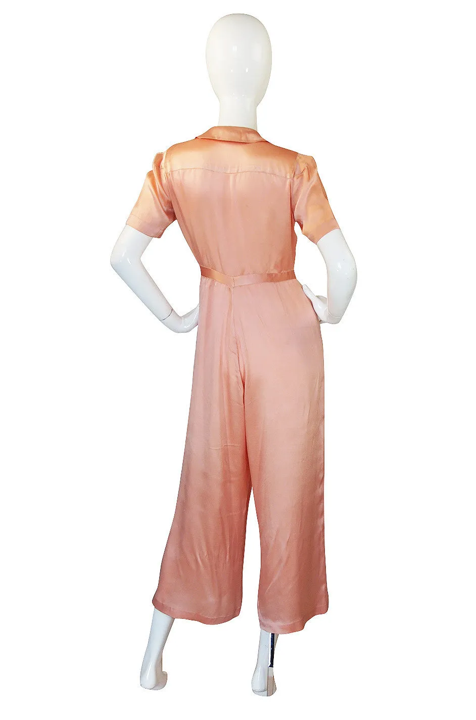 1930s Peach Pink Silk Satin Jumpsuit Or Lingerie Piece