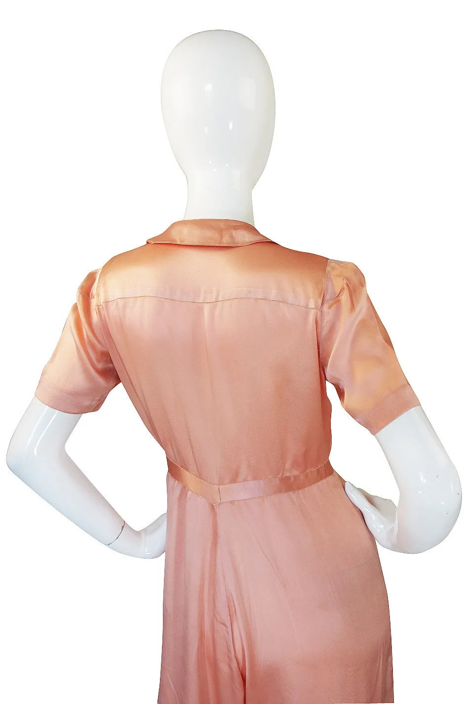 1930s Peach Pink Silk Satin Jumpsuit Or Lingerie Piece