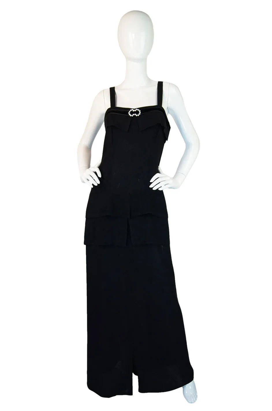 1940s Moss Crepe Halter Gown