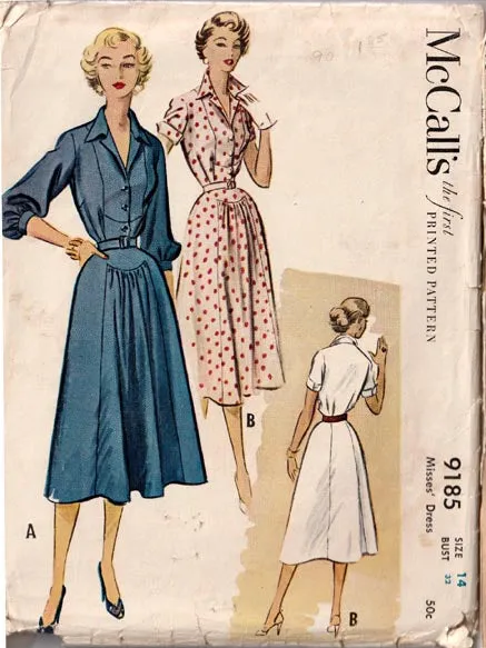 1952 One-Piece Dress 32" bust, Original McCall's 9185