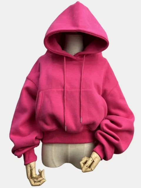 2024Solid Casual Tracksuit Fleece 2 Pieces Set