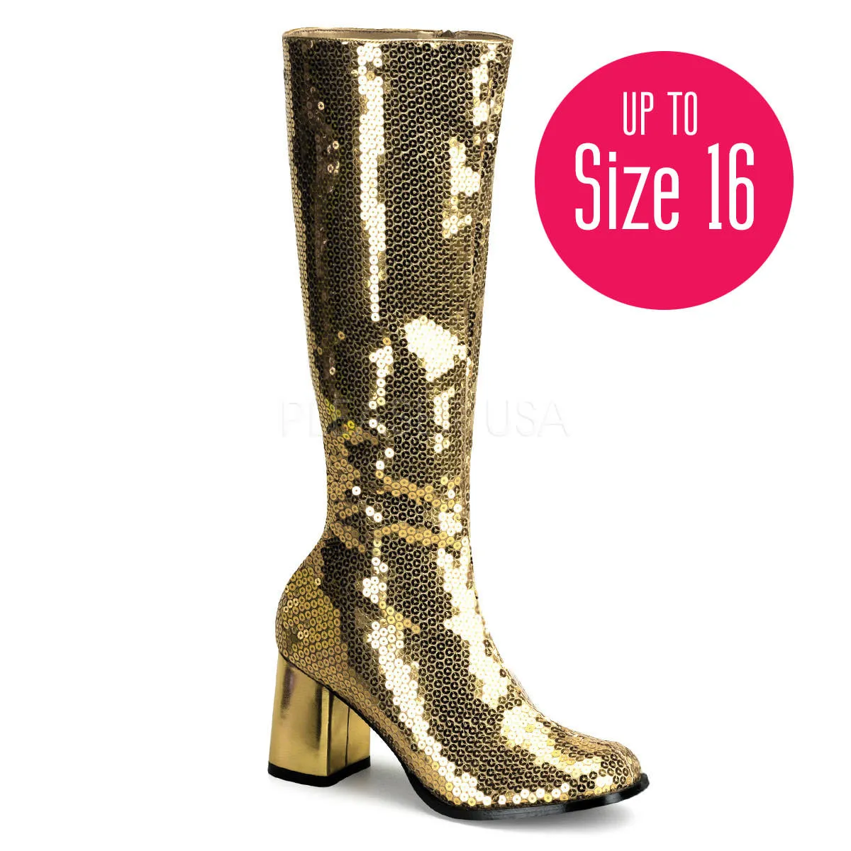 3 Inch Heel SPECTACUL-300SQ Gold Sequins