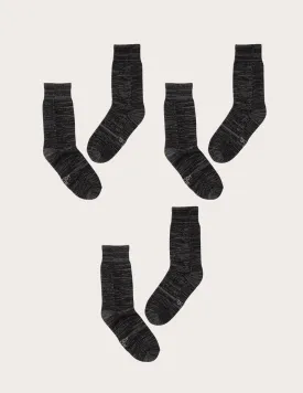 3-Pack Men's Crew Boot Socks - Dark Grey Marl