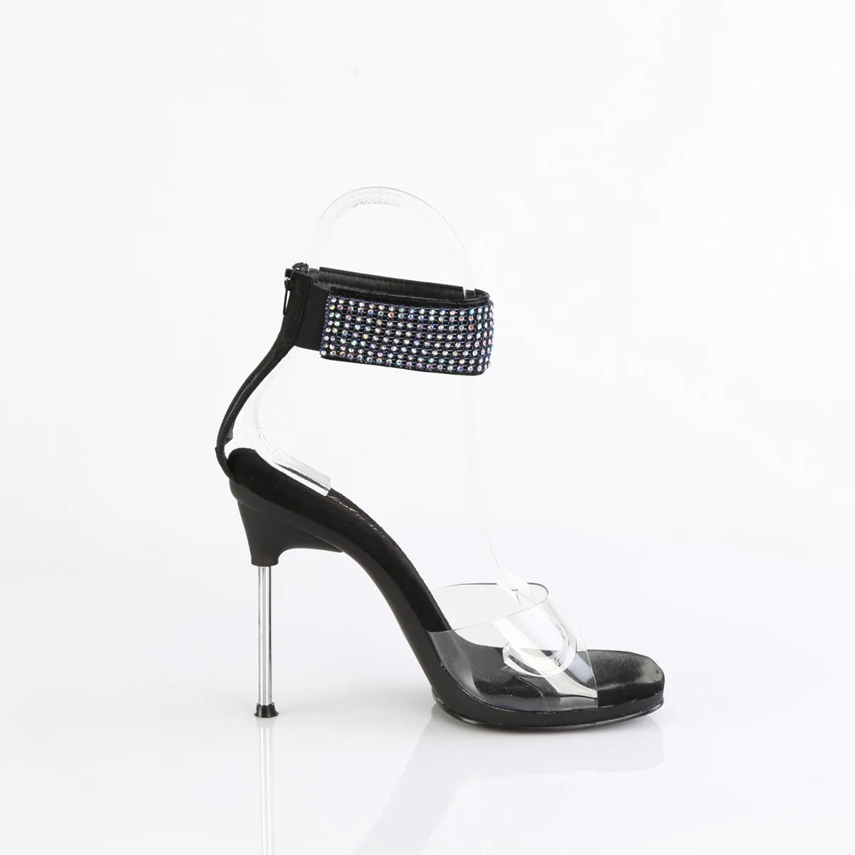 4 Inch Heel CHIC-42 Clear Black Rhinestone