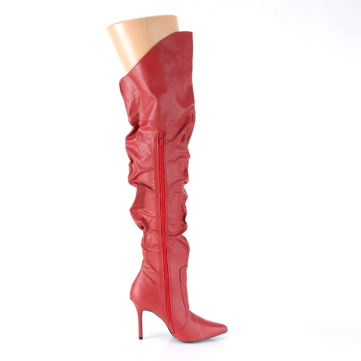 4 Inch Heel CLASSIQUE-3011 Red Faux Leather