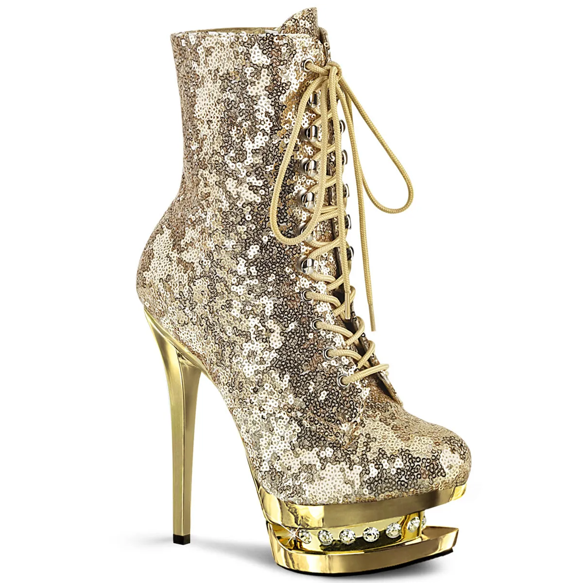 6 Inch Heel BLONDIE-R-1020 Gold Sequins