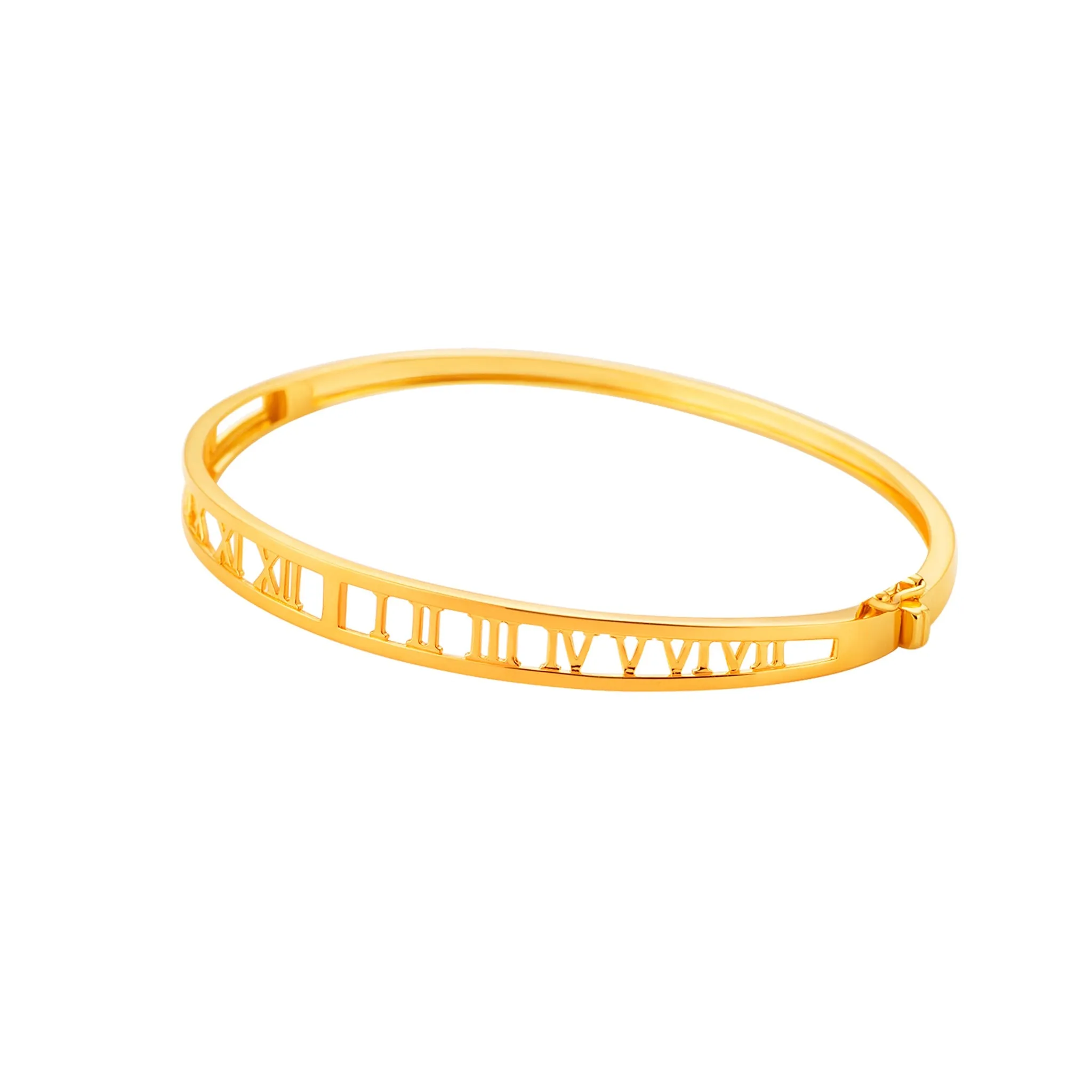 916 Gold Timeless Roman Digits Bangle