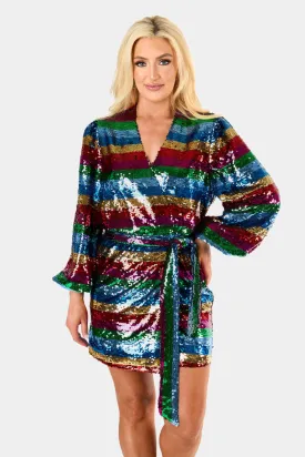 Adeline Sequin Wrap Dress - Prism