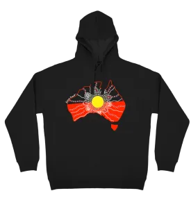 Adults Cozy Hoodie - Aboriginal Flag By Kathleen Buzzacott