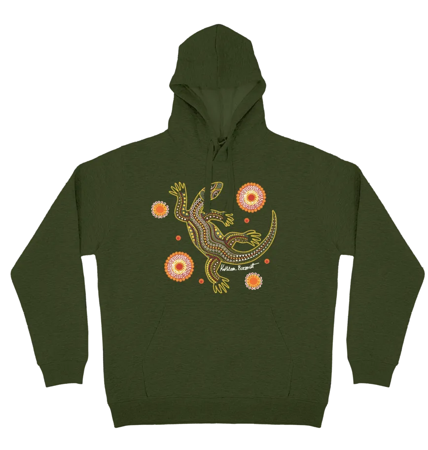 Adults Cozy Hoodie - Sand Goanna By Kathleen Buzzacott