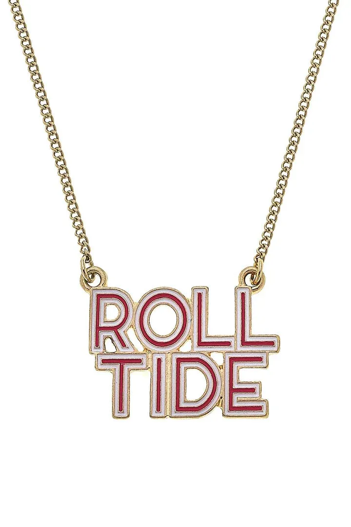 AL Crimson Tide Necklace - Crimson/White