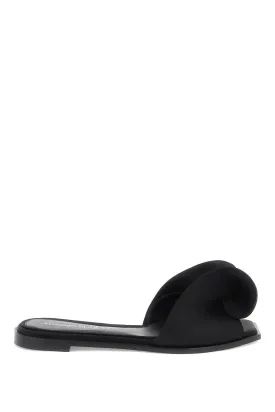 ALEXANDER MCQUEEN Black Silk Adorned Slide Sandals for Women