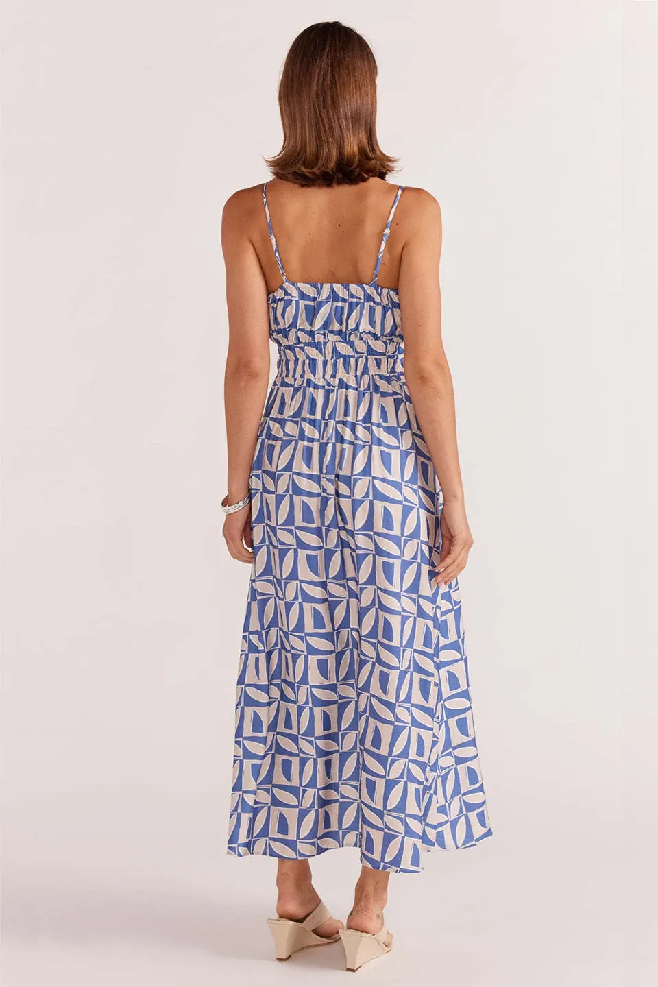 Alto Blue Geo Strappy Midi Sundress