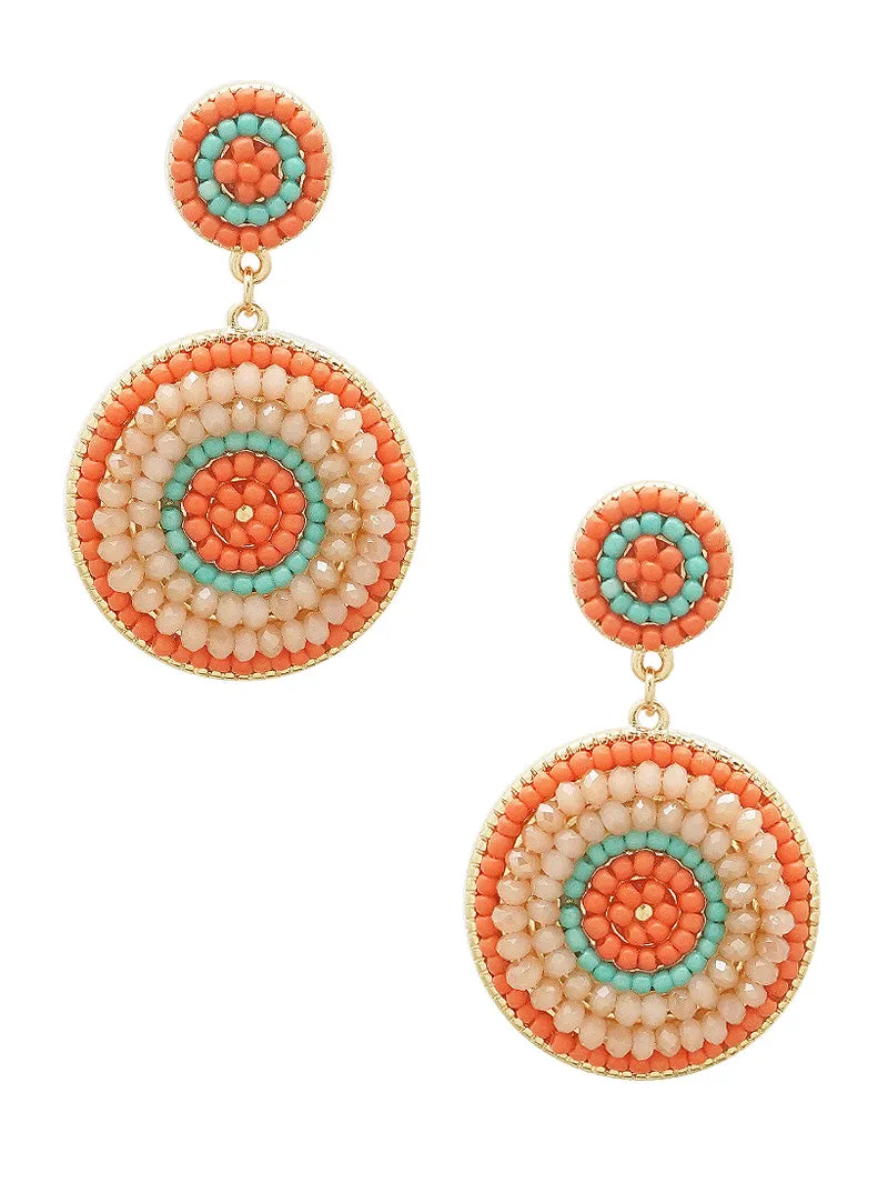 Amada Circular Beaded Statement Drop Earrings - 2 colors