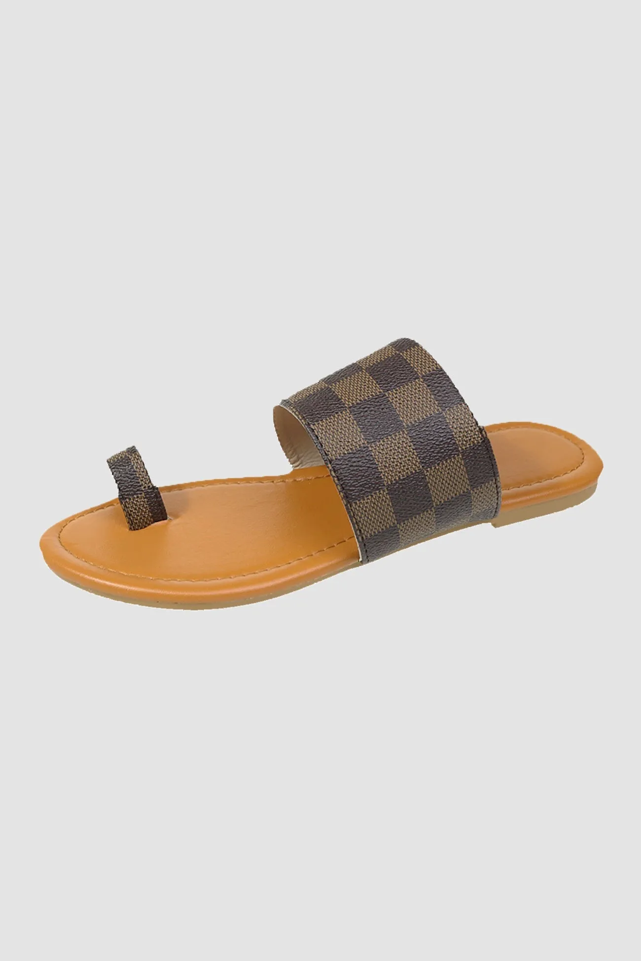 Amozae-Checked Slip-on Flat Sandals