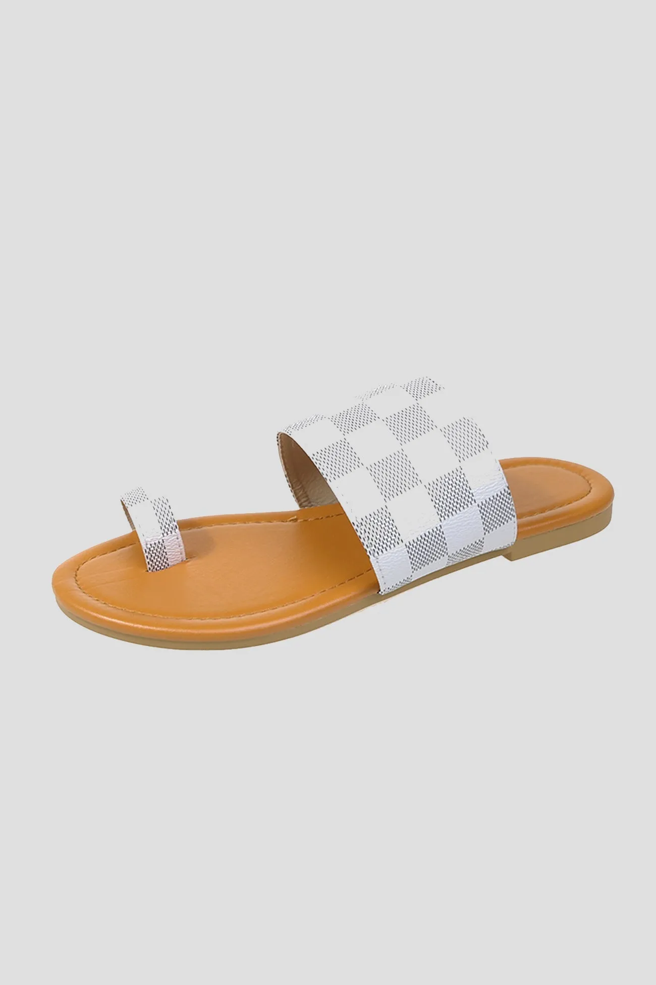 Amozae-Checked Slip-on Flat Sandals