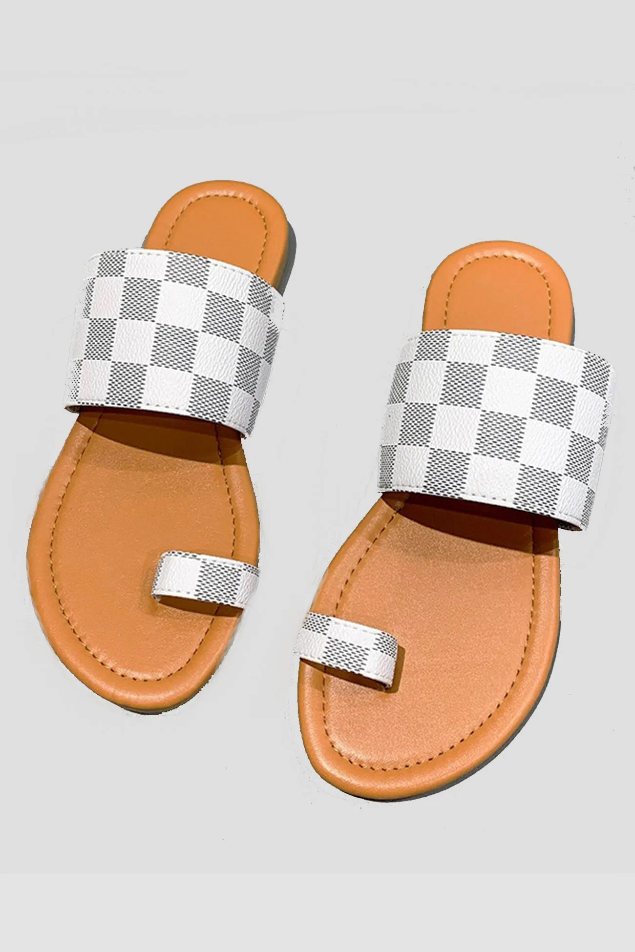 Amozae-Checked Slip-on Flat Sandals