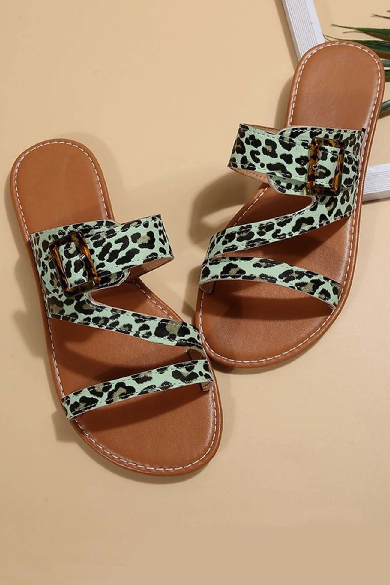 Amozae-Leopard Print Bucket Slide Sandals