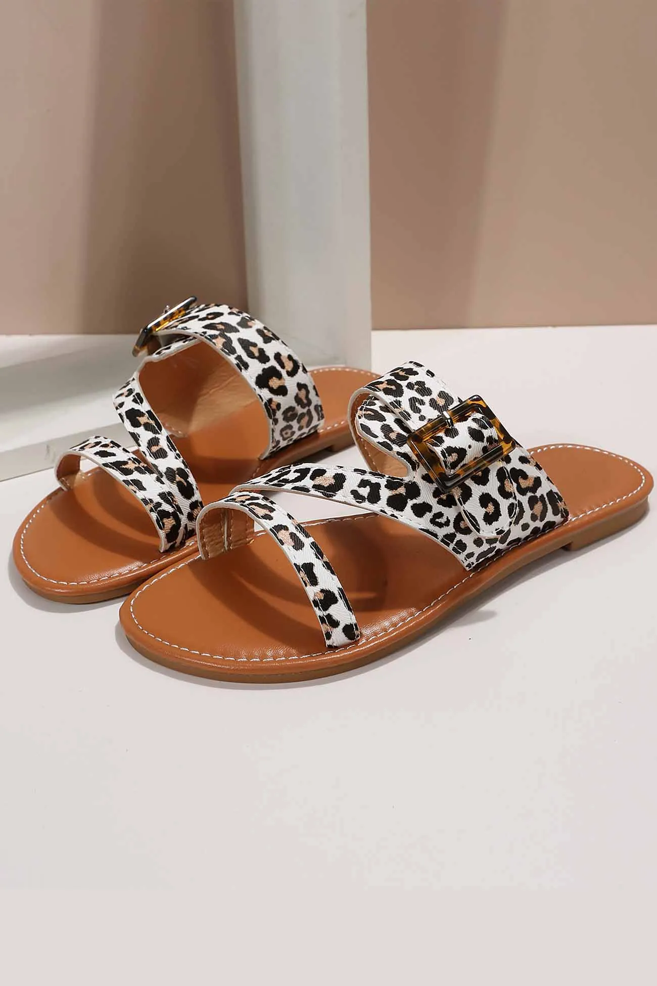 Amozae-Leopard Print Bucket Slide Sandals