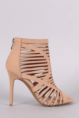 Anne Michelle Caged Cutout Peep Toe Stiletto Heel