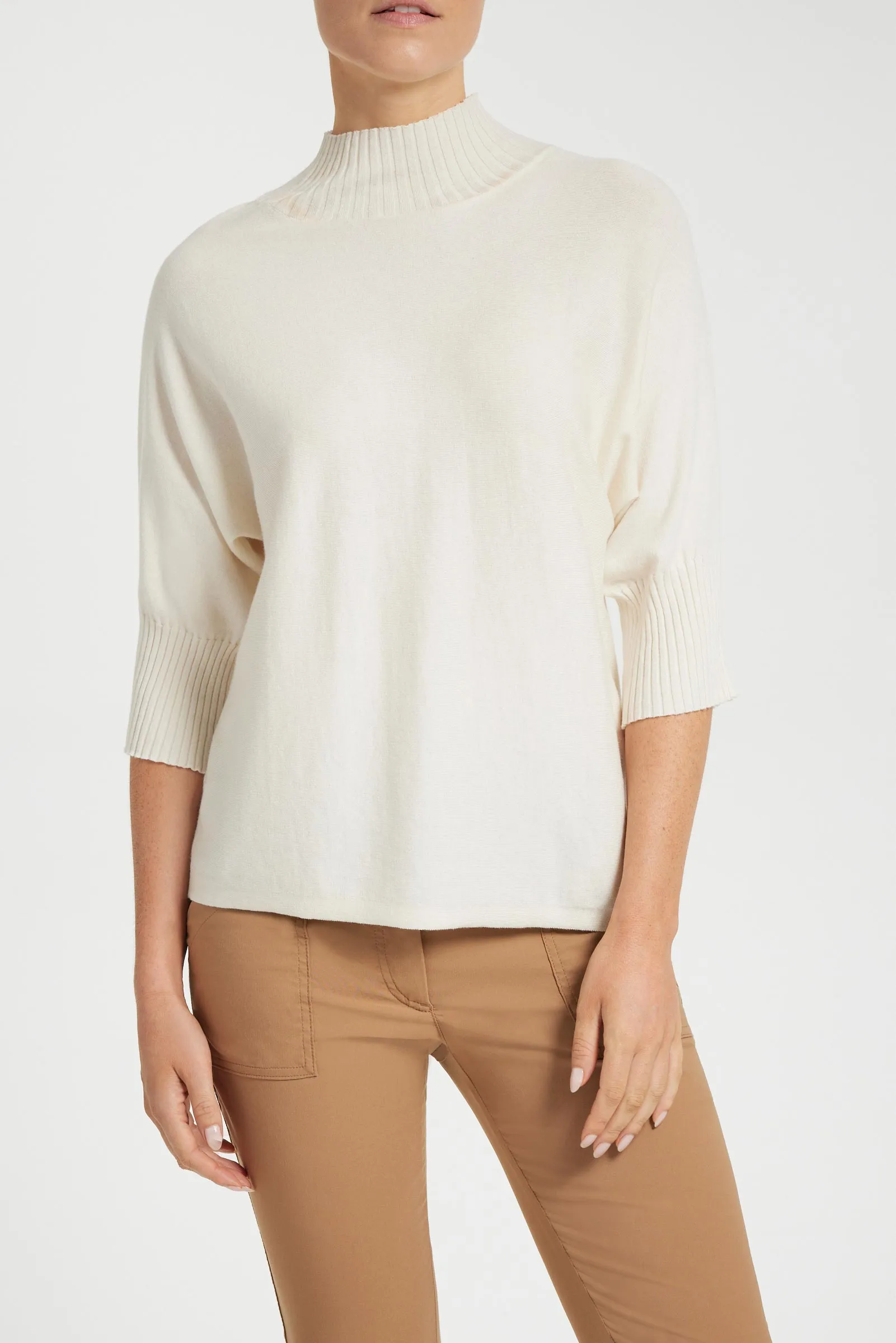 Ash Ribbed Mock Neck Sweater