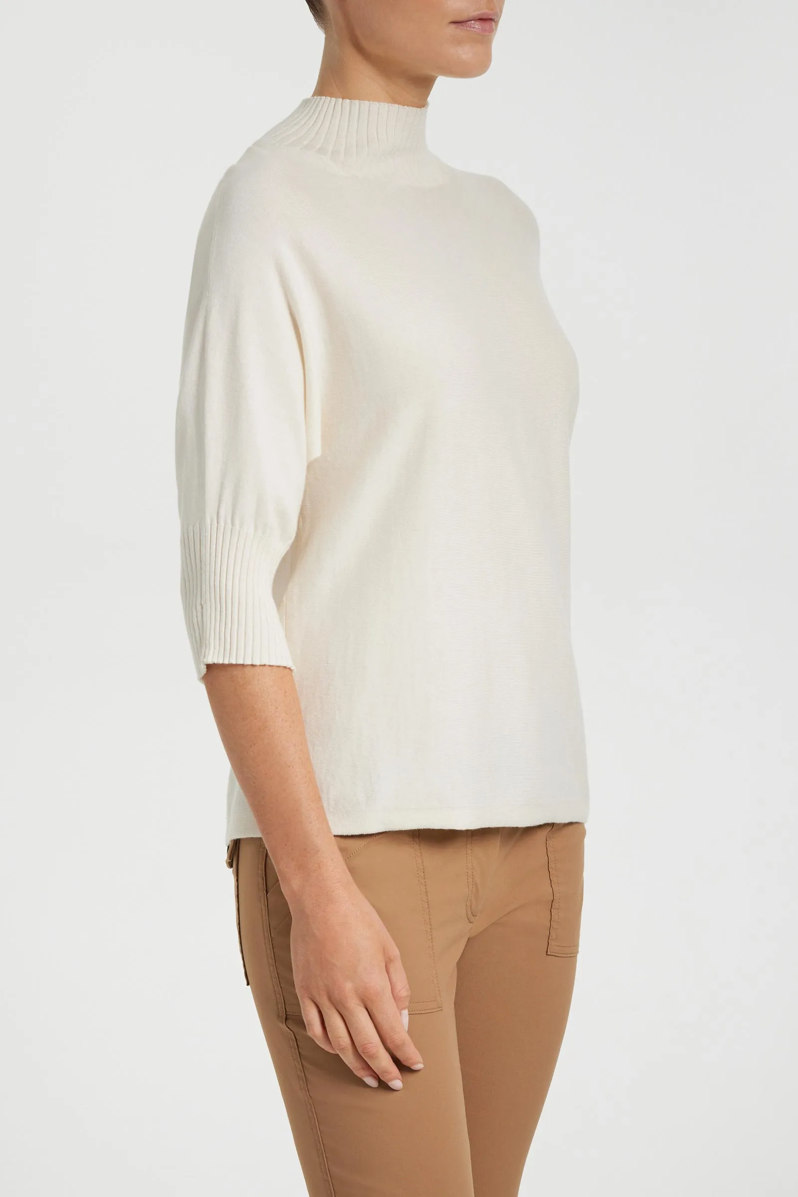 Ash Ribbed Mock Neck Sweater