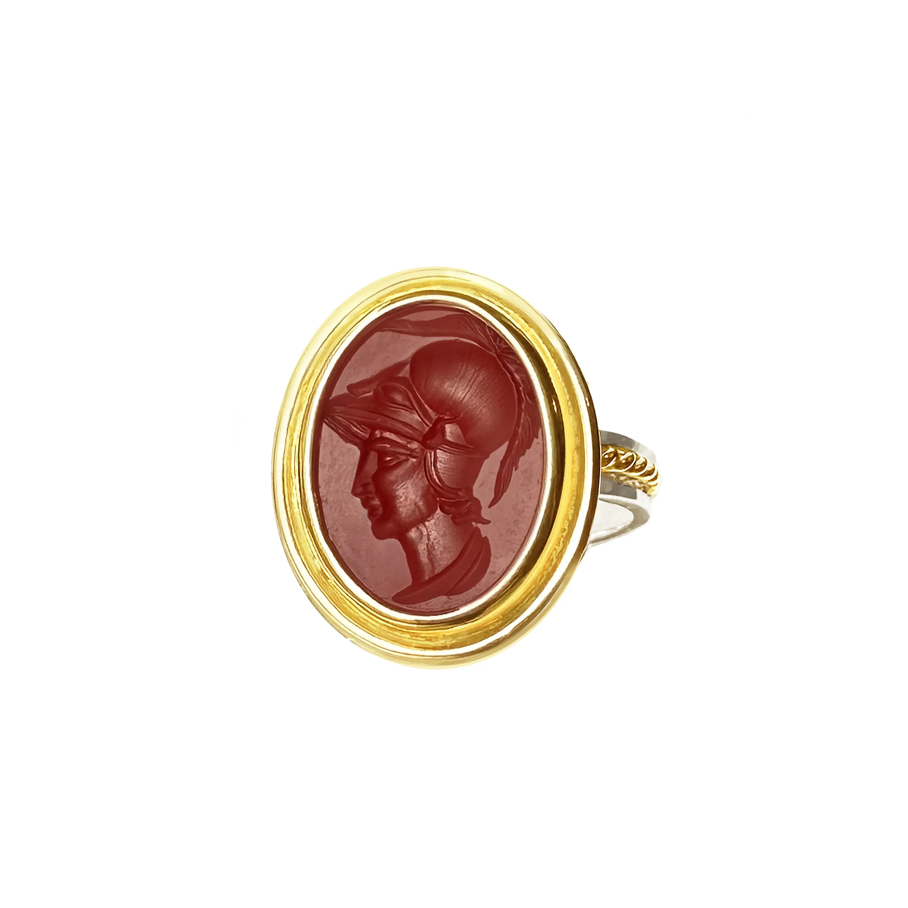 Authentic Ancient Roman Intaglio 1st-2nd Century AD on Carnelian depicting Helmeted Head of Goddess Athena