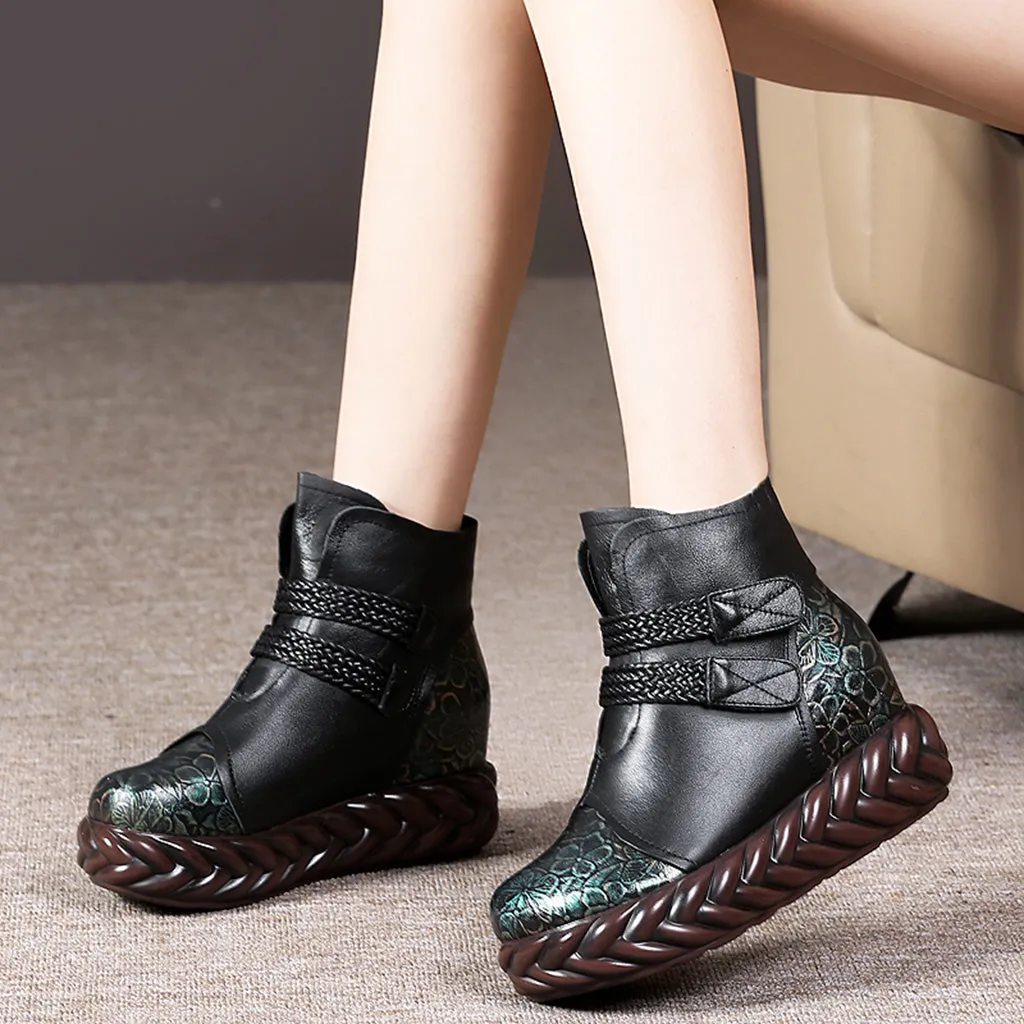 Autumn Winter Handmade Retro Platform Boots