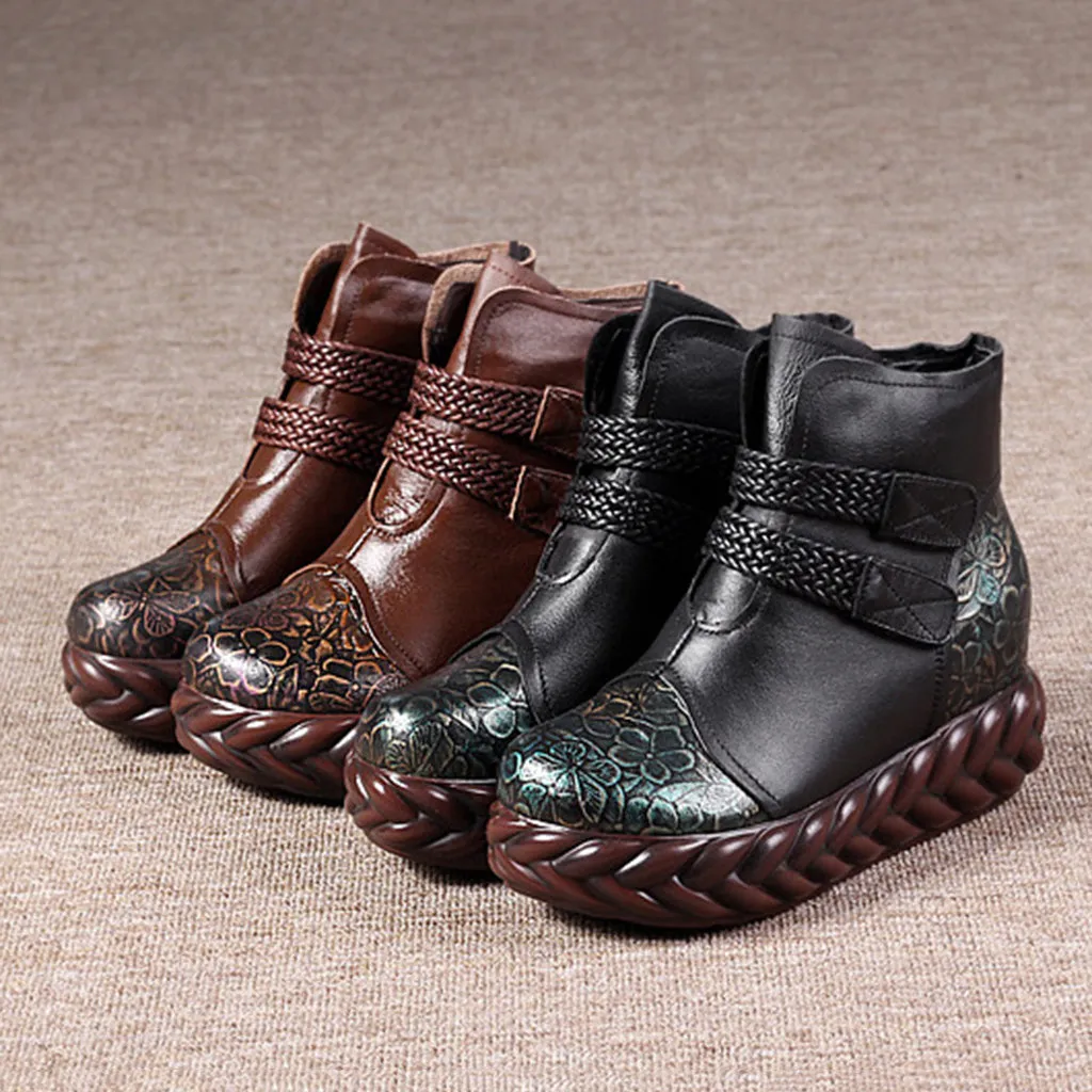 Autumn Winter Handmade Retro Platform Boots