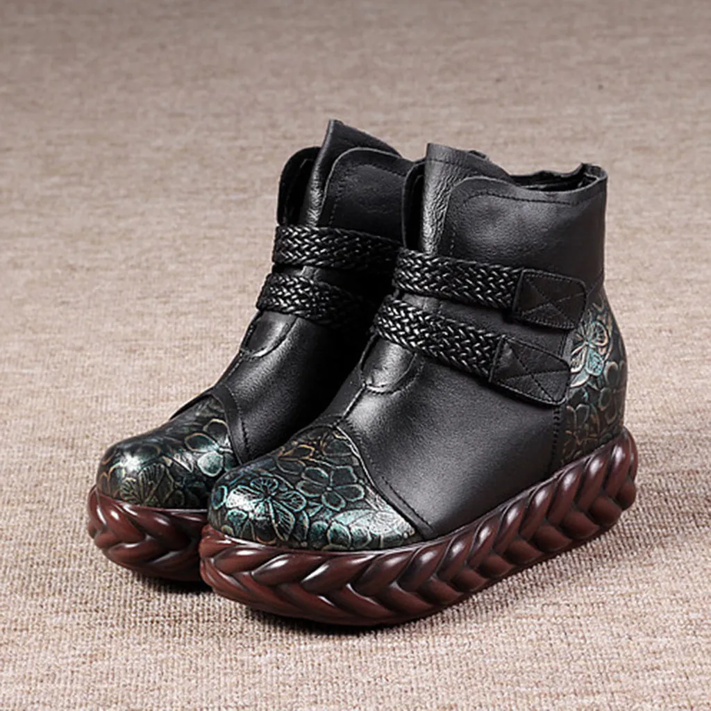 Autumn Winter Handmade Retro Platform Boots