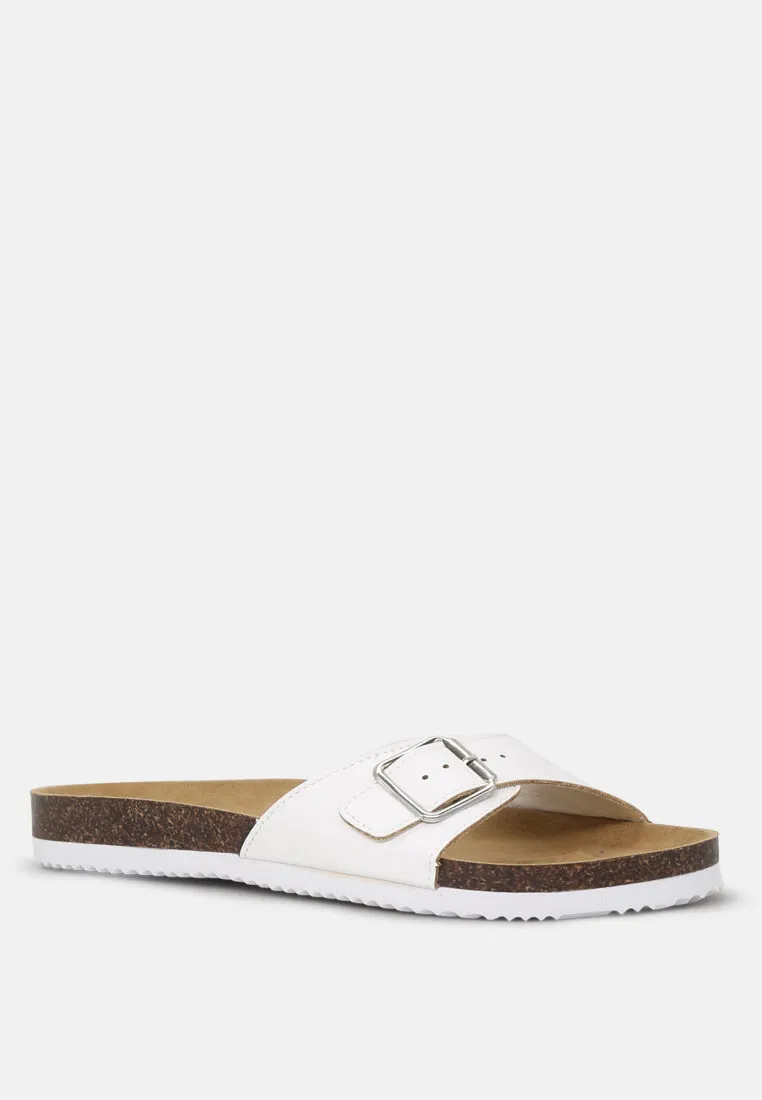 Averil White Comfort Sliders With Adjustable Toe Strap