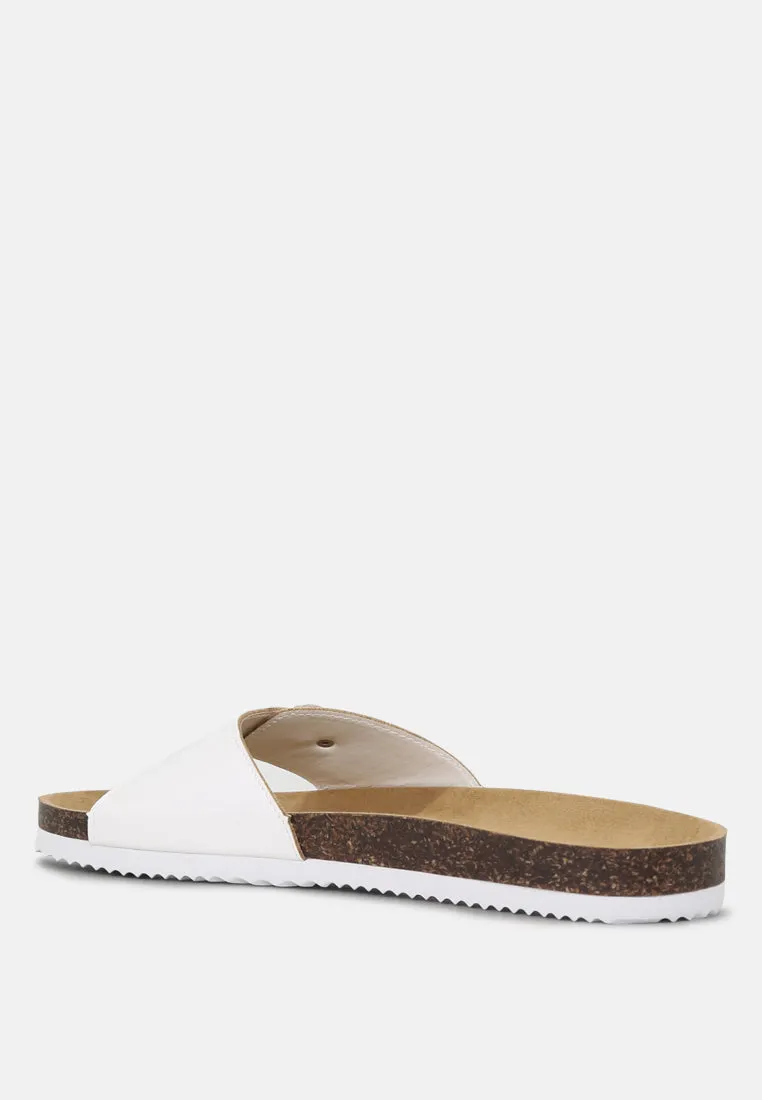 Averil White Comfort Sliders With Adjustable Toe Strap