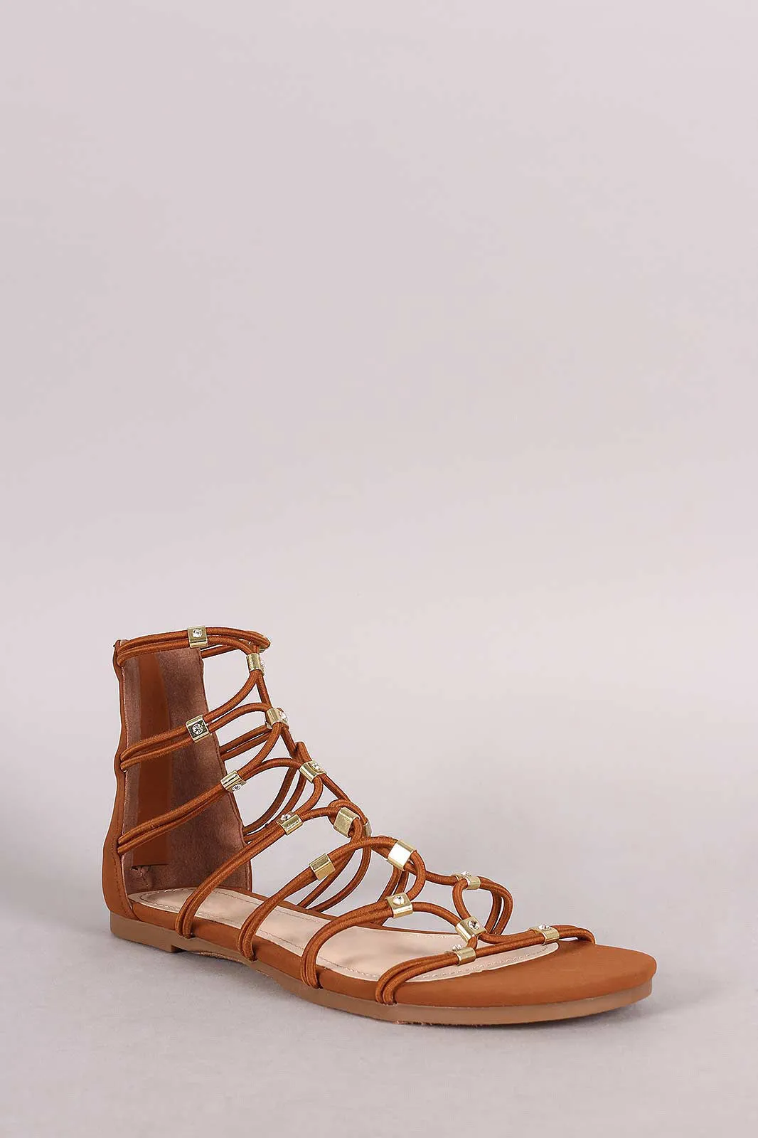 Bamboo Strappy Hardware Flat Sandal