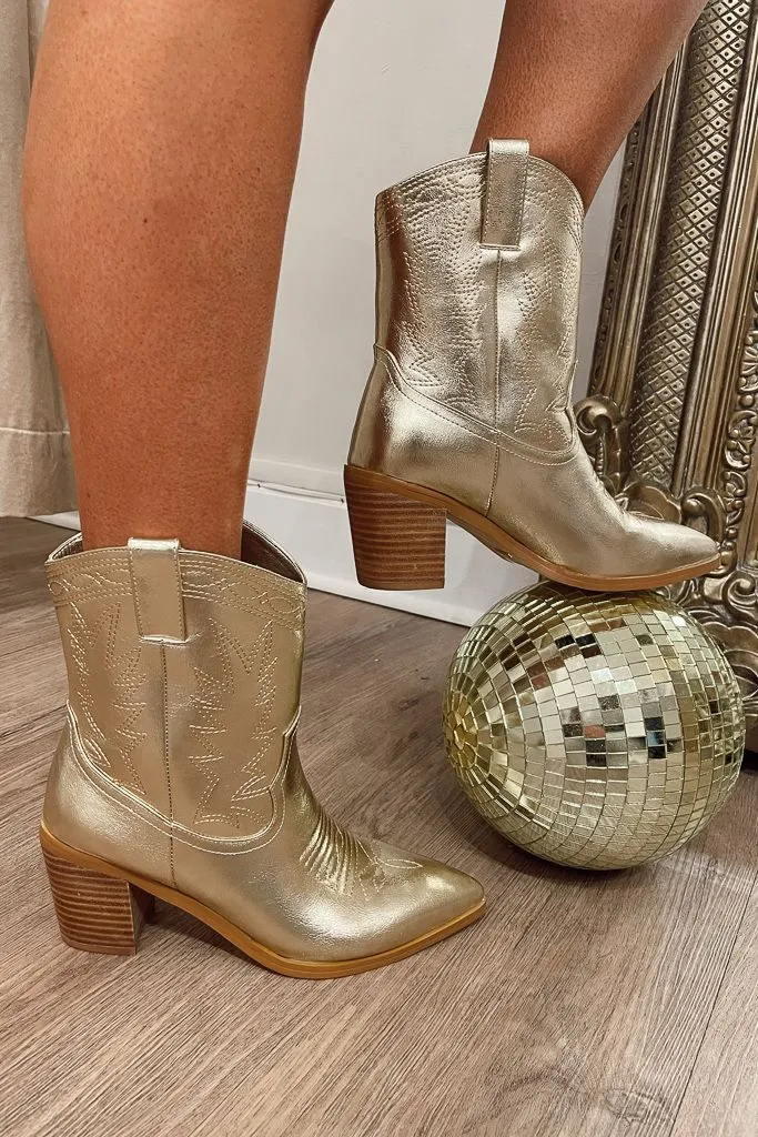 Billini Nayli Gold Metallic Cowboy Boot