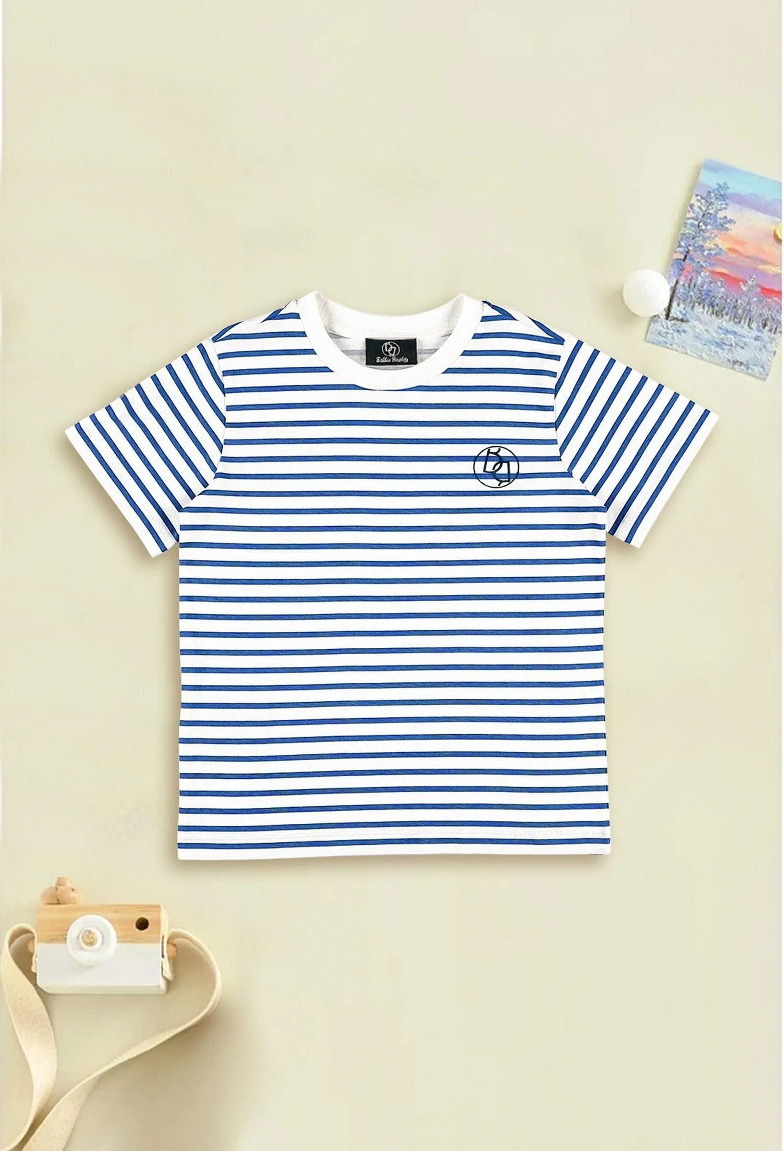 Blue-Ecru Striper Tee