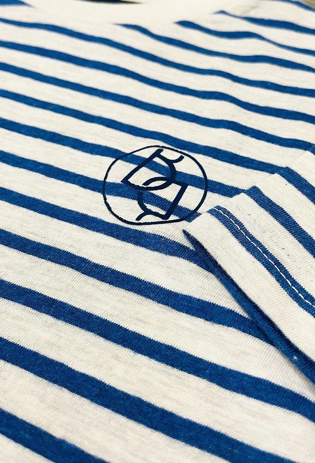 Blue-Ecru Striper Tee