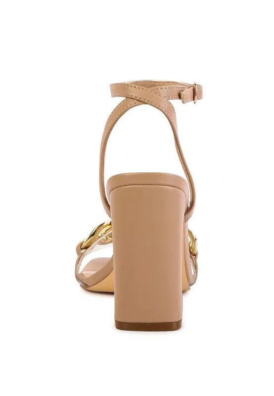 Bottom Kiss Chain Strap Block Heel Sandals