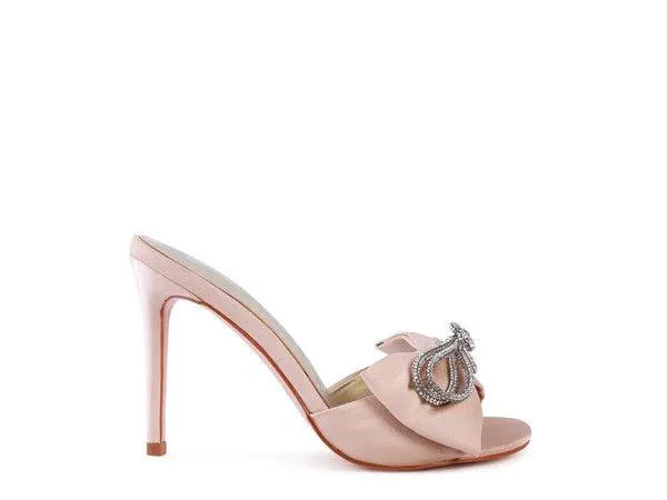 Brag In Crystal Bow Satin High Heeled Sandals