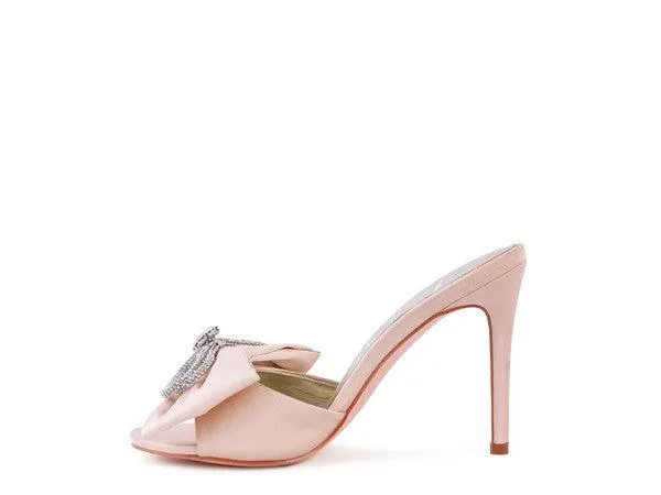 Brag In Crystal Bow Satin High Heeled Sandals