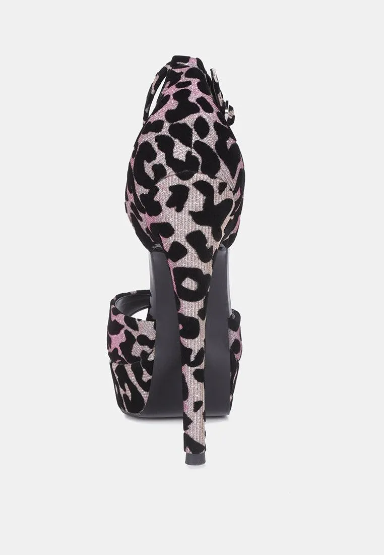 Brigitte Leopard Print Peep Toe Stiletto Sandal