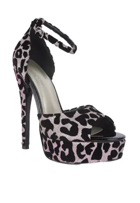 Brigitte Leopard Print Peep Toe Stiletto Sandal