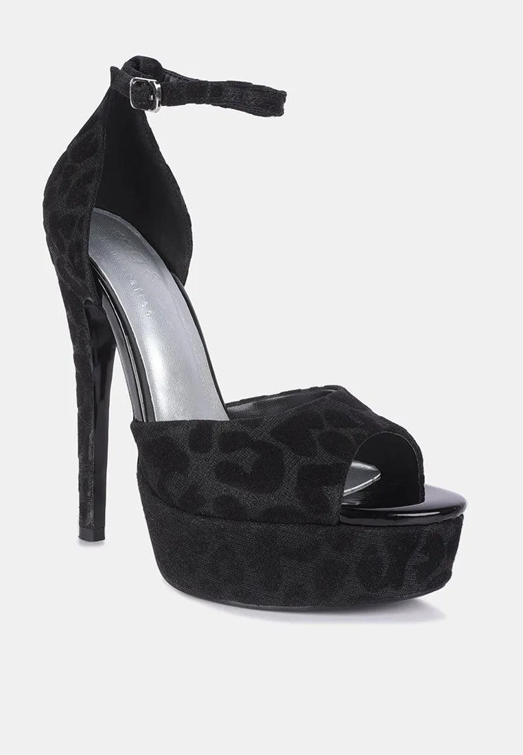 Brigitte Leopard Print Peep Toe Stiletto Sandal