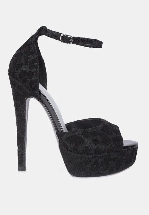 Brigitte Leopard Print Peep Toe Stiletto Sandal