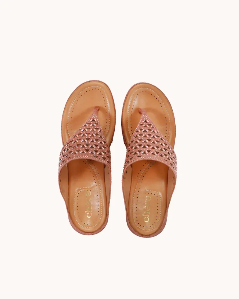 Brown Embellished Super Cushioned Sandals for Women