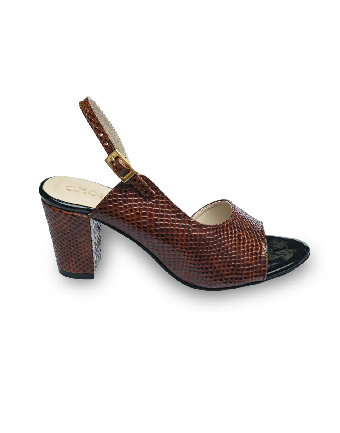 Brown Textured Block Sandals for Women