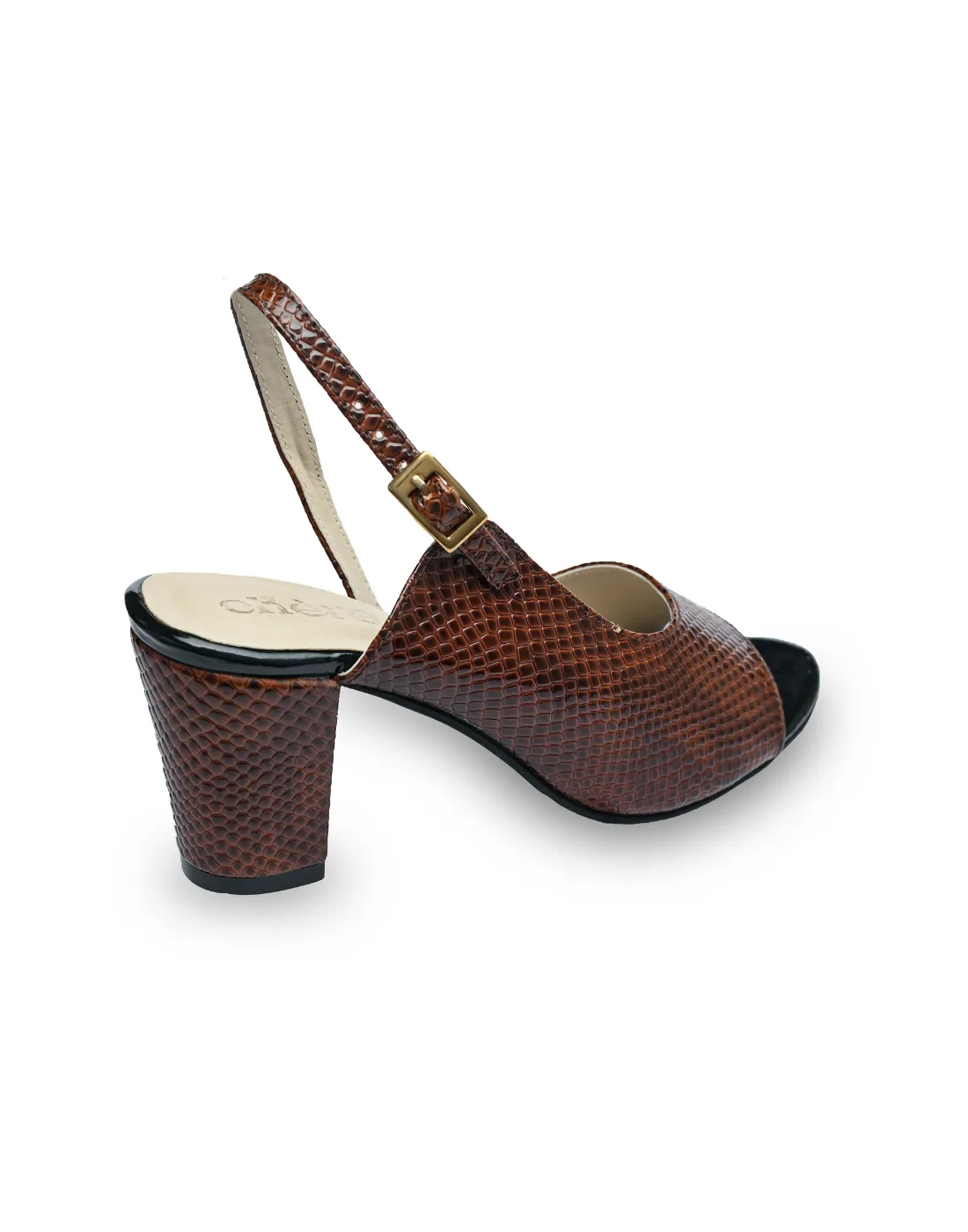 Brown Textured Block Sandals for Women