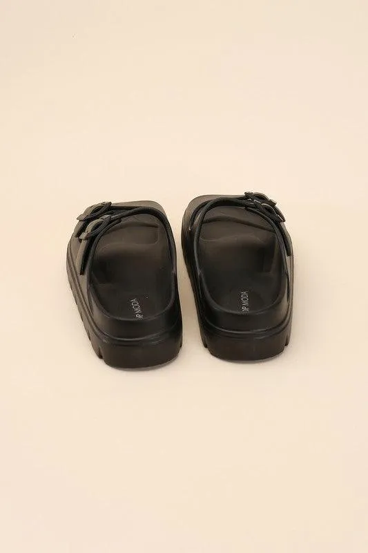 Buckle Strap Slides Sandals