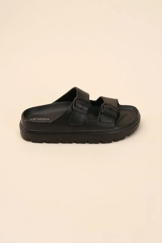 Buckle Strap Slides Sandals