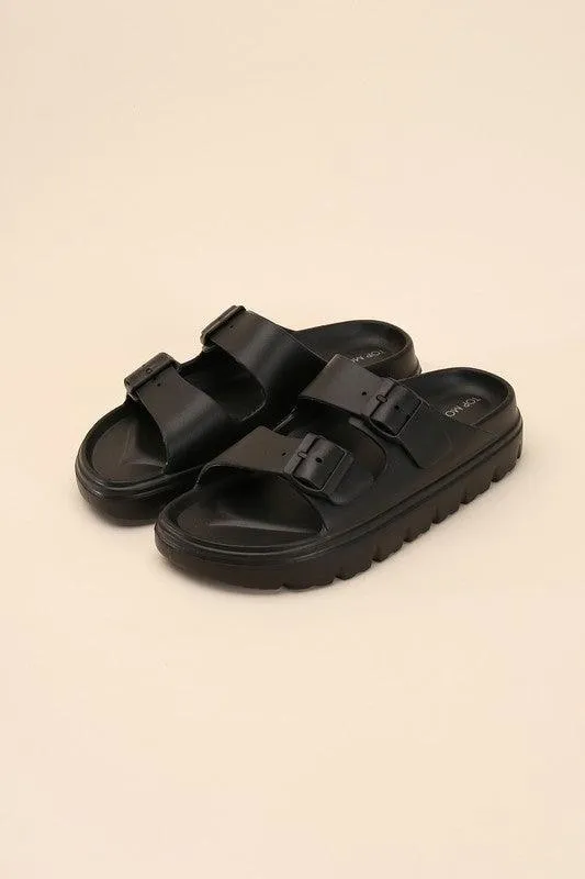 Buckle Strap Slides Sandals